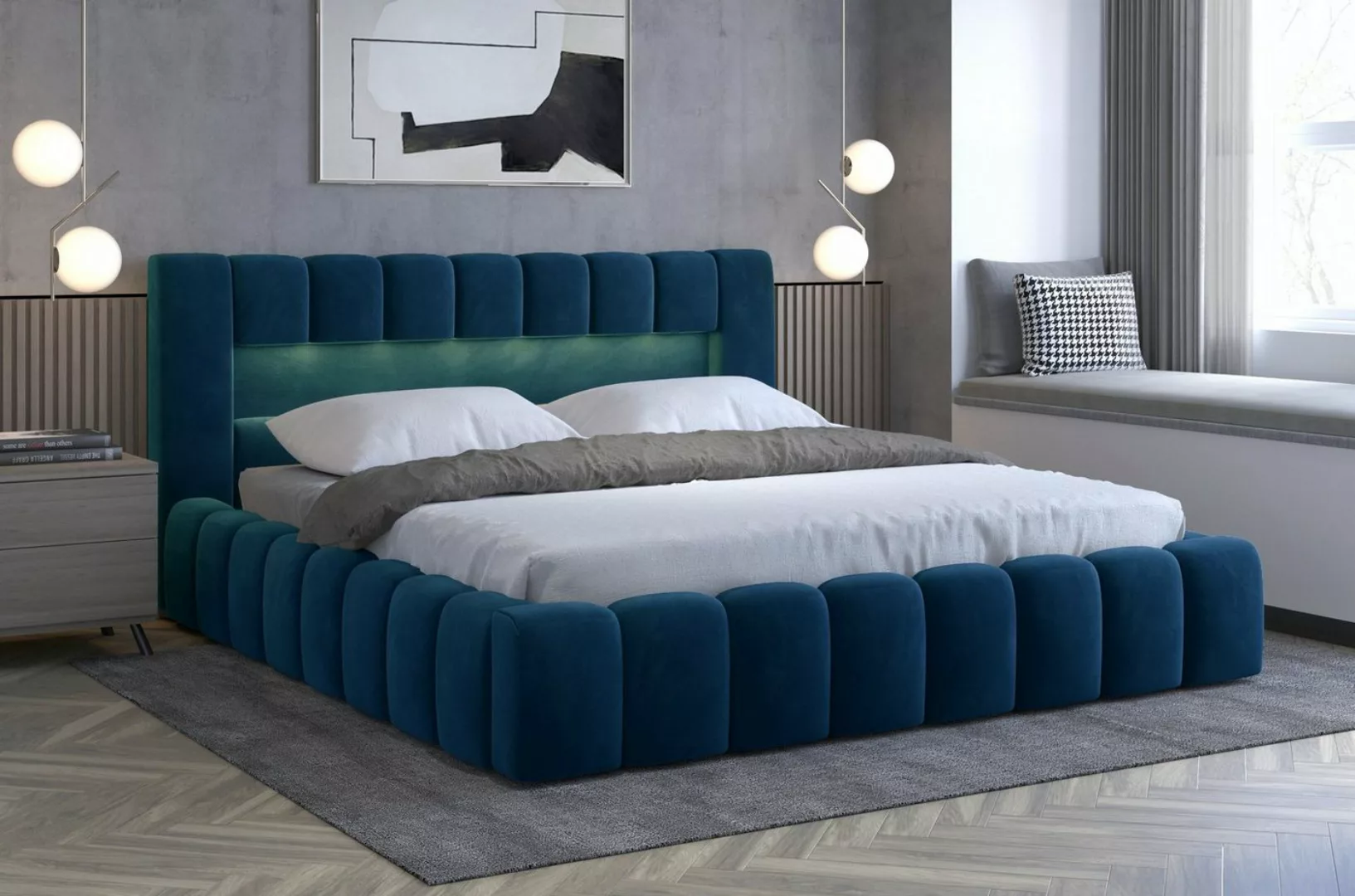 yourhouse24 Polsterbett Lamica Holzrahmen Bett Doppelbett Bettgestell Latte günstig online kaufen