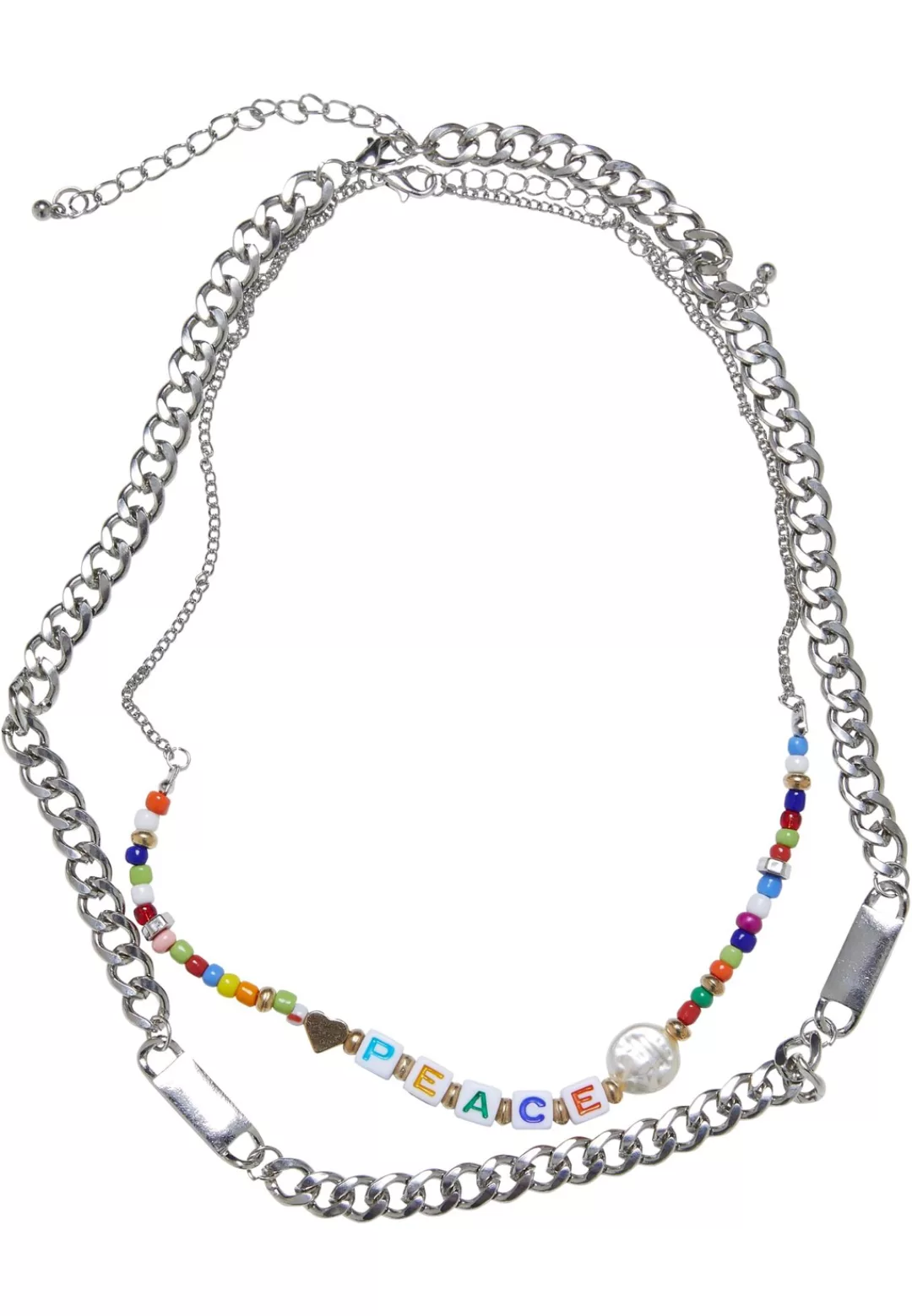 URBAN CLASSICS Edelstahlkette "Accessoires Peace Bead Layering Necklace 2-P günstig online kaufen