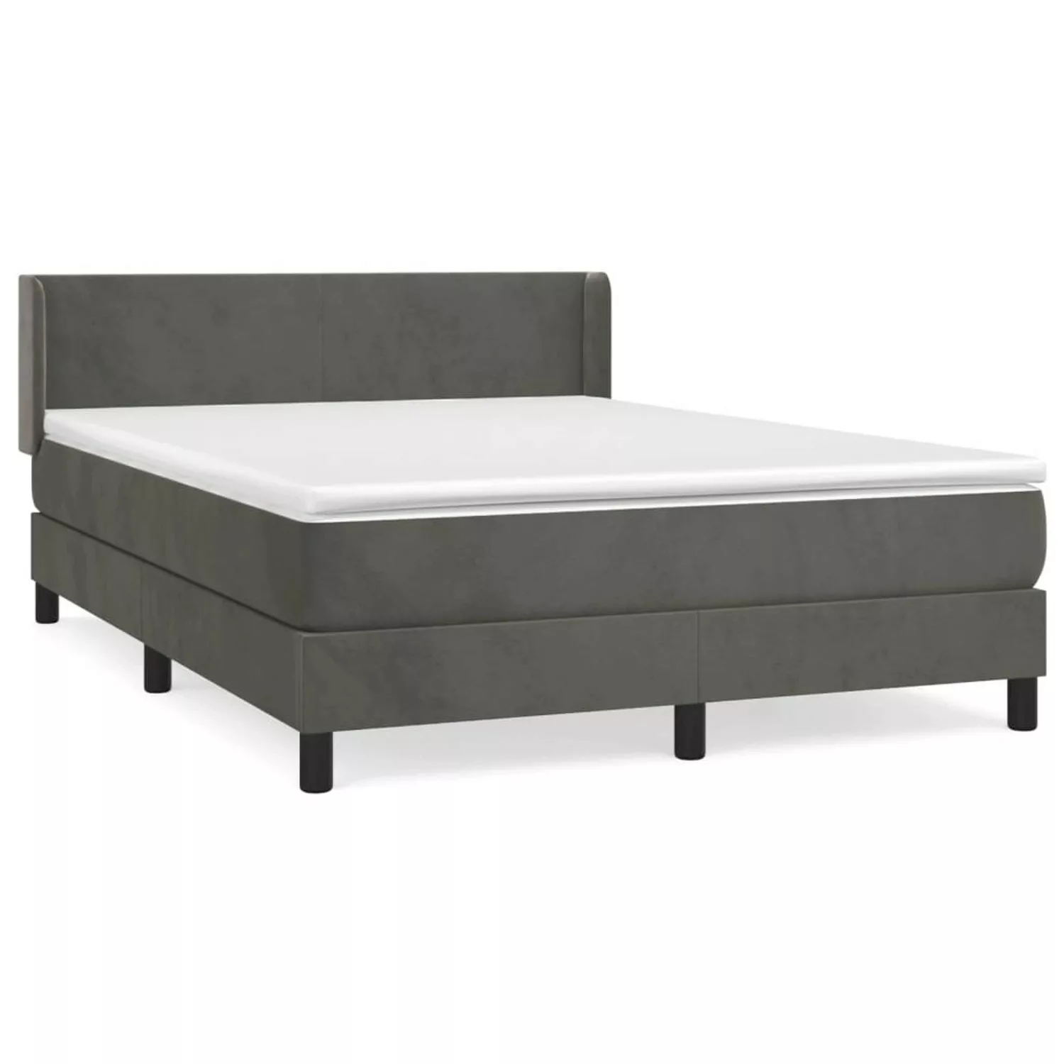 vidaXL Boxspringbett mit Matratze Dunkelgrau 140x200 cm Samt1376575 günstig online kaufen