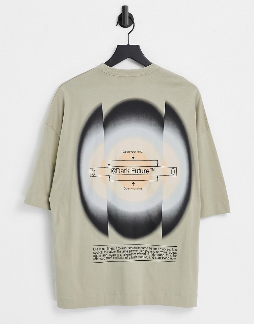 ASOS – Dark Future – Oversized-T-Shirt mit großer Rückengrafik in Sand-Neut günstig online kaufen