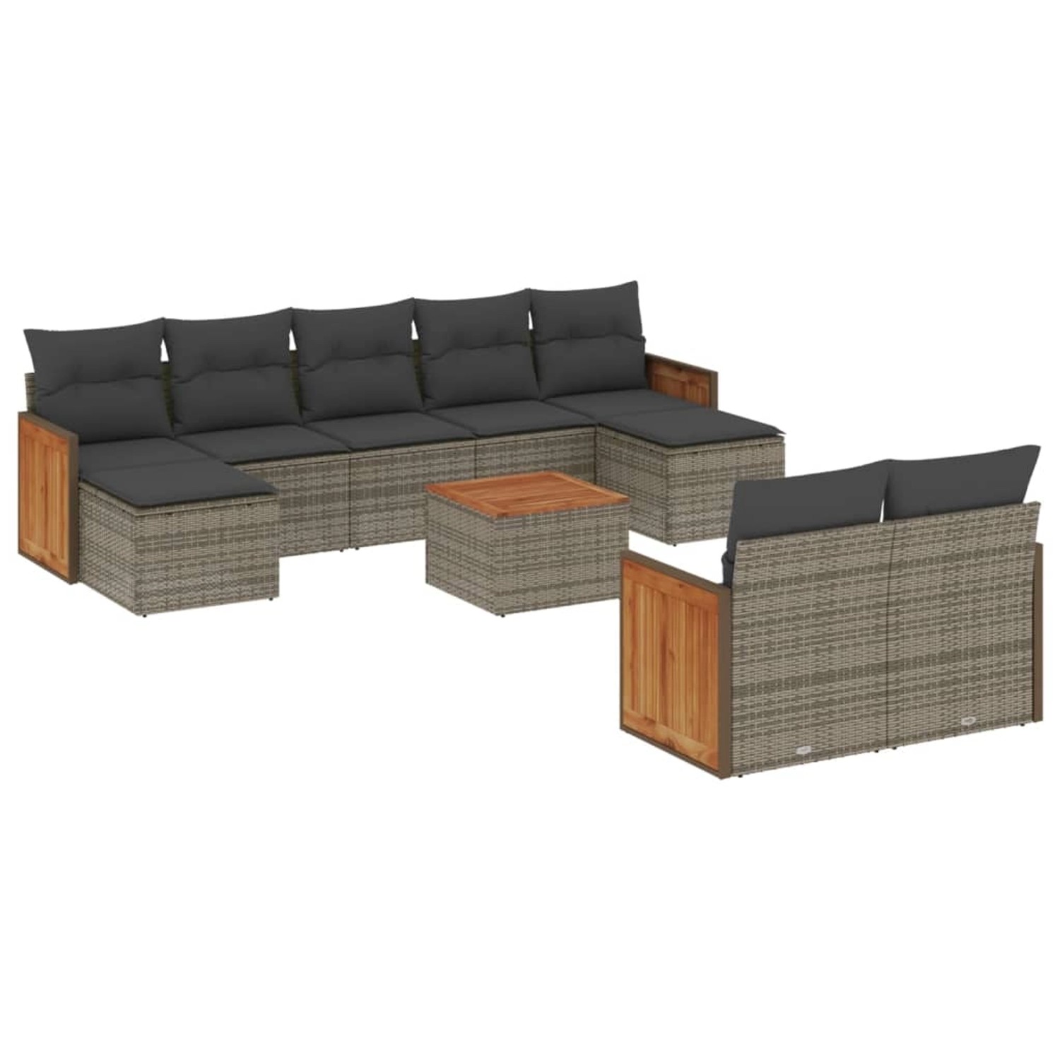 vidaXL 10-Tlg Garten-Sofagarnitur mit Kissen Grau Poly Rattan 3228090 günstig online kaufen