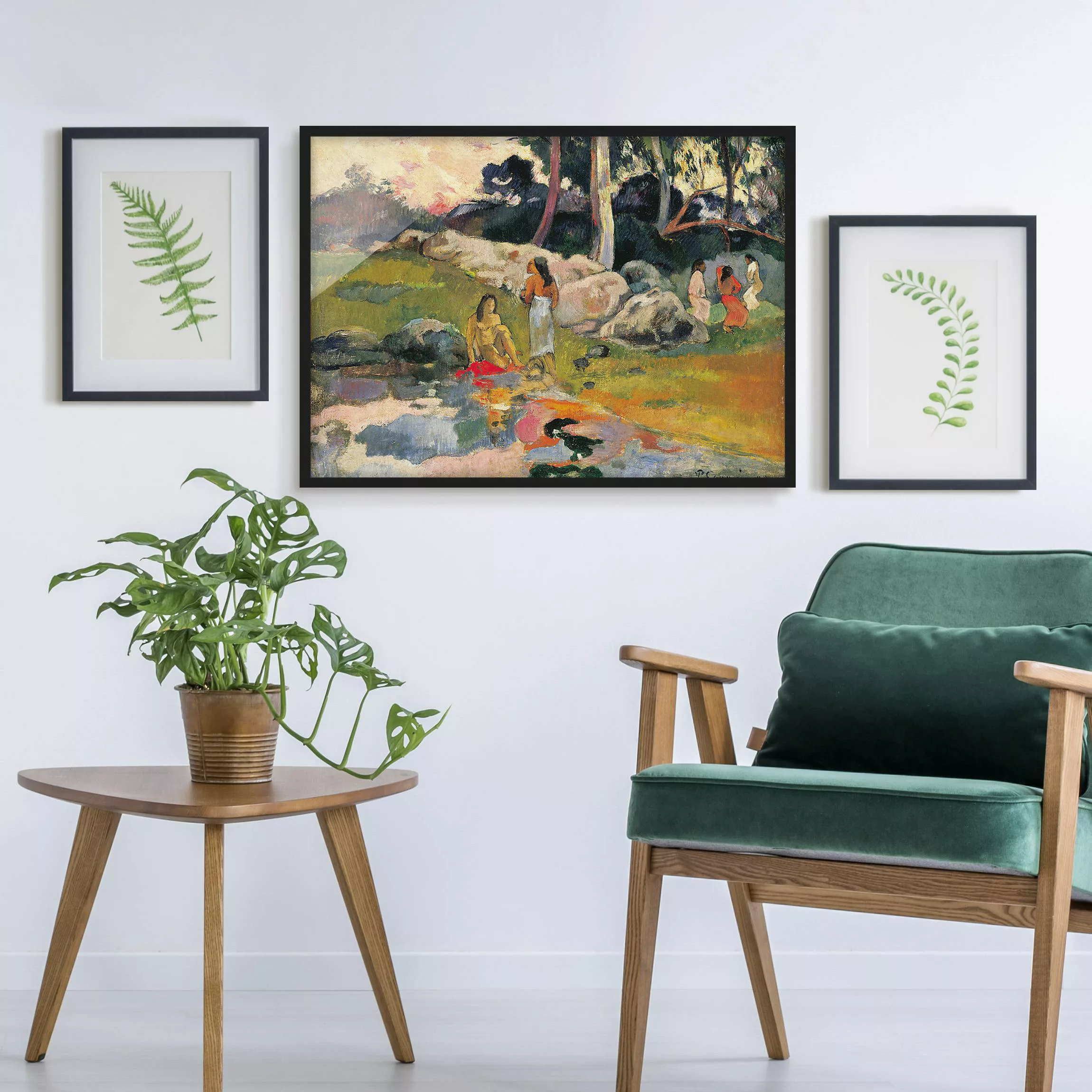 Bild mit Rahmen Kunstdruck - Querformat Paul Gauguin - Flussufer günstig online kaufen