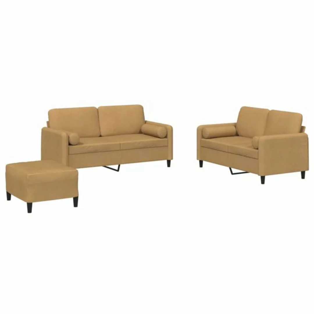 vidaXL Sofa Sofagarnitur Set mit Kissen Samt, 3-tlg., Braun günstig online kaufen