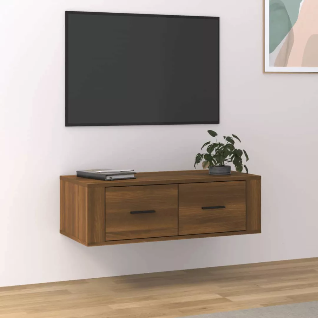 Vidaxl Tv-wandschrank Braun Eichen-optik 80x36x25 Cm Holzwerkstoff günstig online kaufen