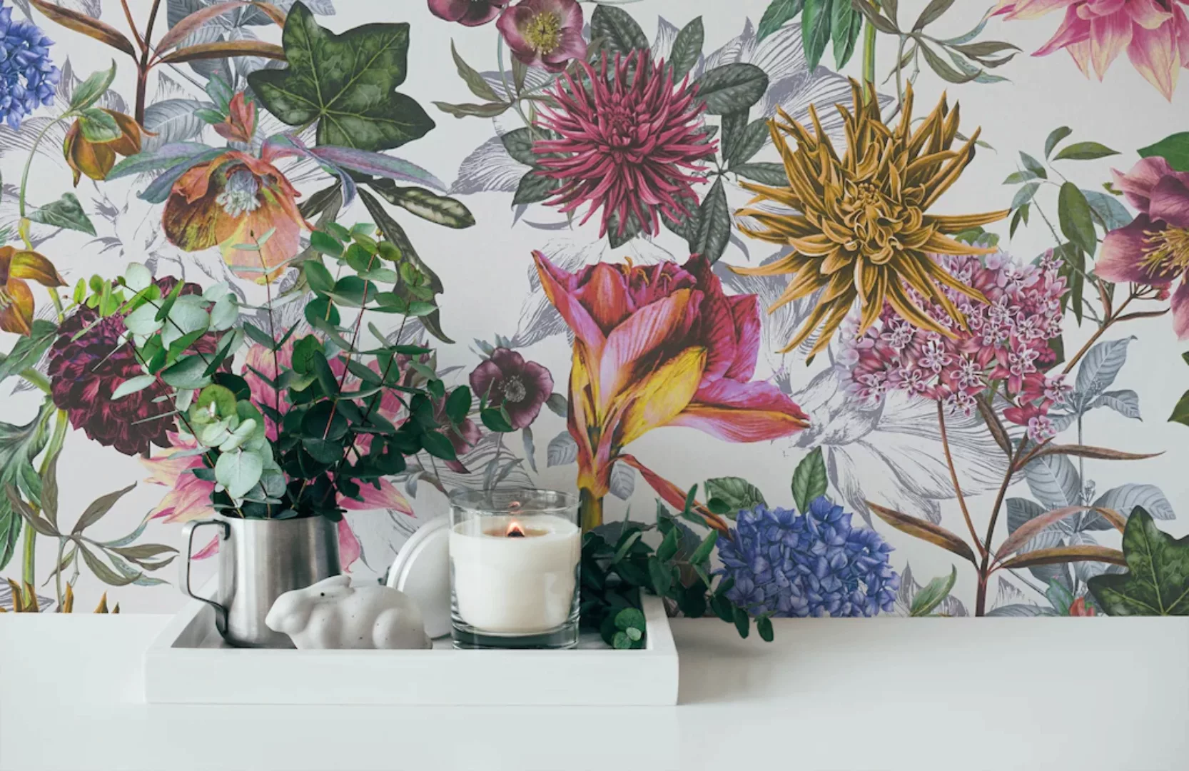 Bricoflor Bunte Tapete Mit Großen Blumen Für Schlafzimmer Vlies Blumentapet günstig online kaufen