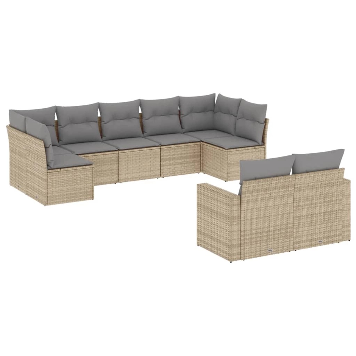 vidaXL 9-Tlg Garten-Sofagarnitur mit Kissen Beige Poly Rattan 3219409 günstig online kaufen