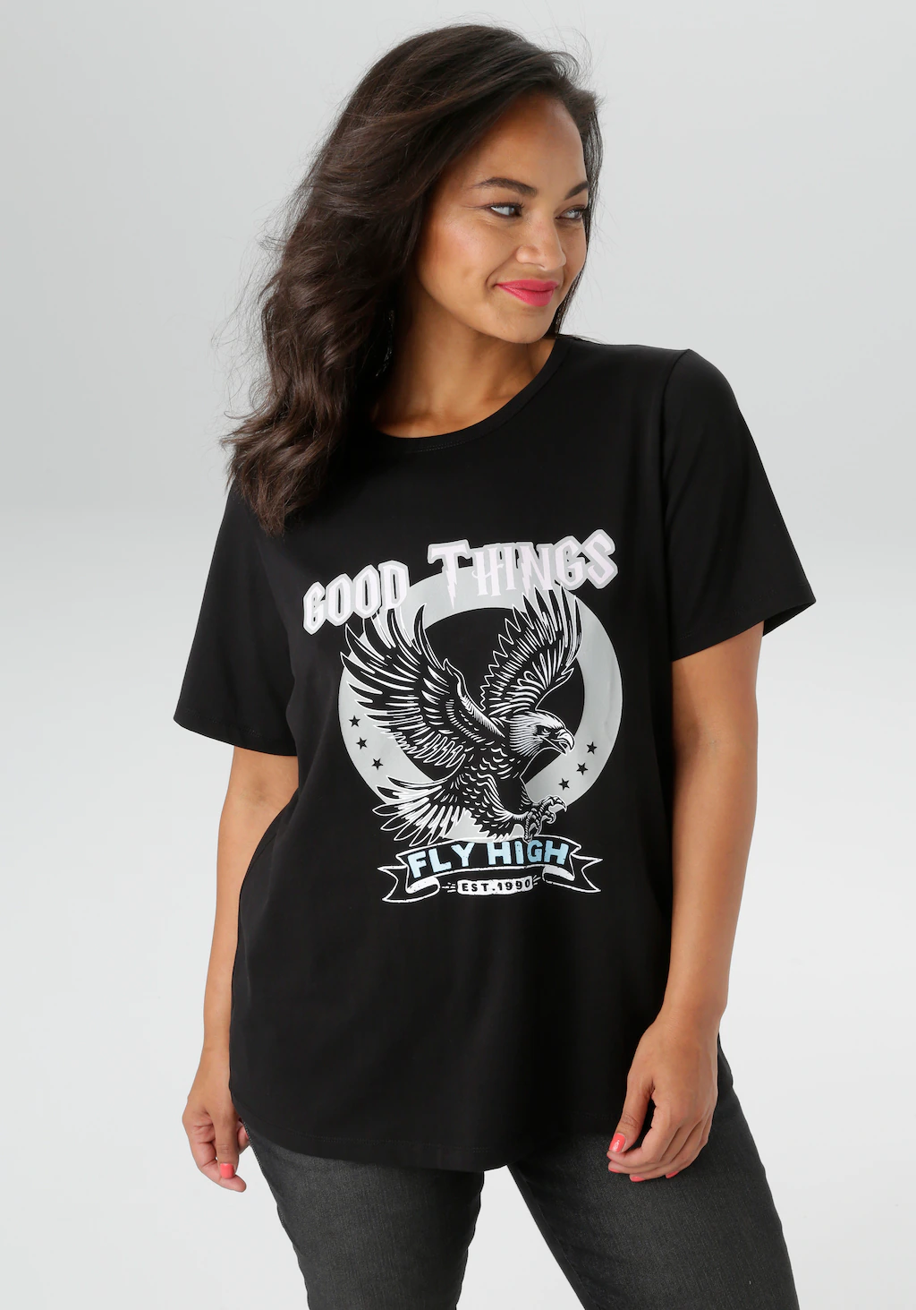 Aniston PLUS T-Shirt, mit trendigen Frontprint - NEUE KOLLEKTION günstig online kaufen