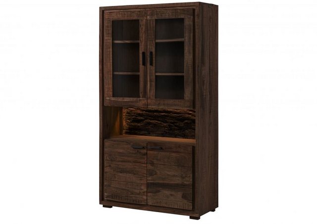 Massivmoebel24 Standvitrine (Vitrine Akazie 98x40x180 dunkelbraun lackiert günstig online kaufen