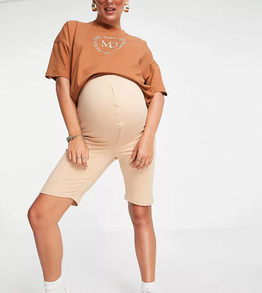 Missguided Maternity – Legging-Shorts in Sand-Neutral günstig online kaufen