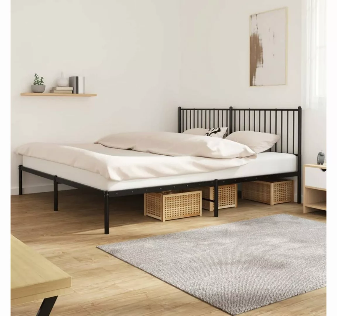 furnicato Bett Bettgestell mit Kopfteil Metall Schwarz 200x200 cm günstig online kaufen