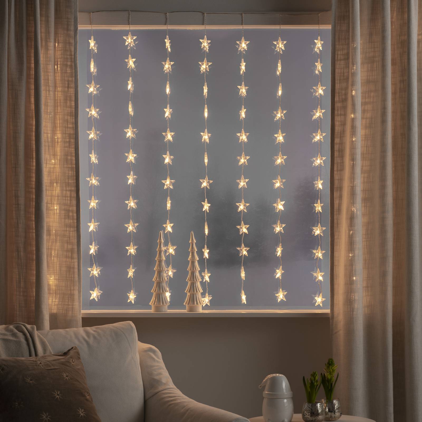 LED-Lichtervorhang Sterne 120-flammig, warmweiß günstig online kaufen