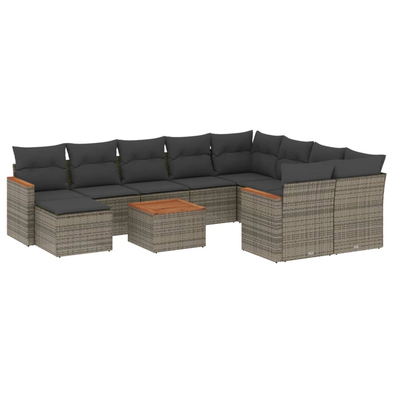 vidaXL 11-Tlg Garten-Sofagarnitur mit Kissen Grau Poly Rattan 3226564 günstig online kaufen