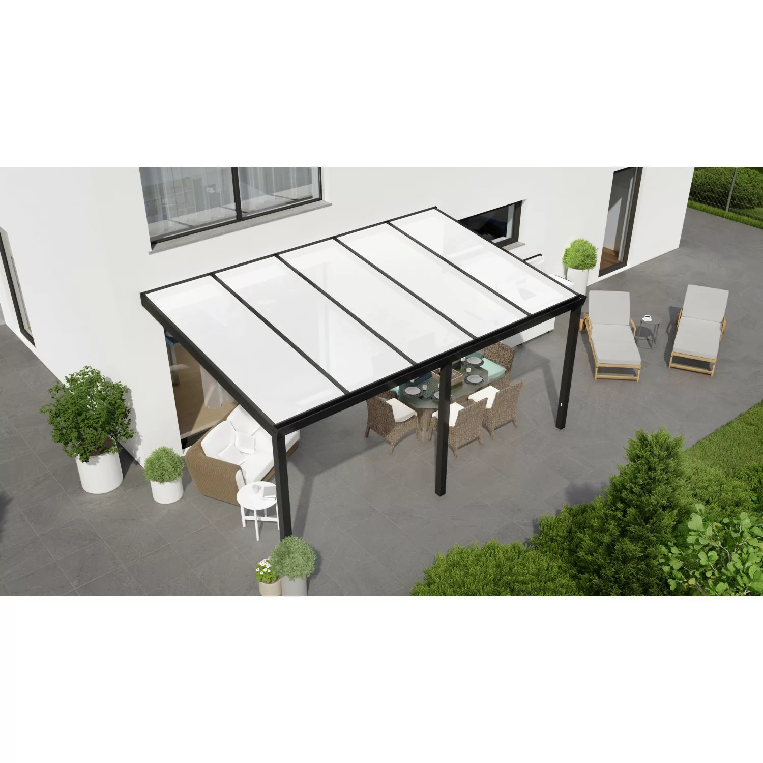 Terrassenüberdachung Professional 500 cm x 300 cm Schwarz Struktur PC Opal günstig online kaufen