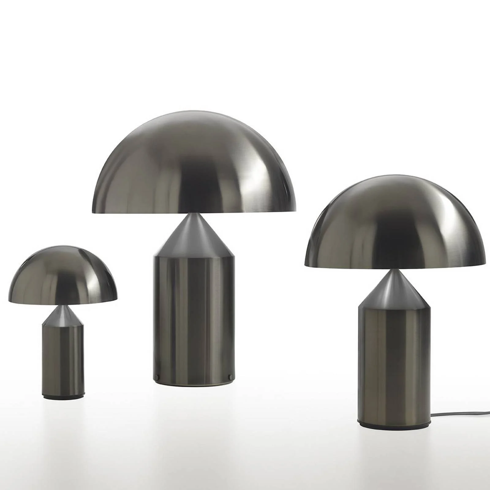 Oluce Tischleuchte Atollo, nickel satin, Alu, Ø 25 cm günstig online kaufen