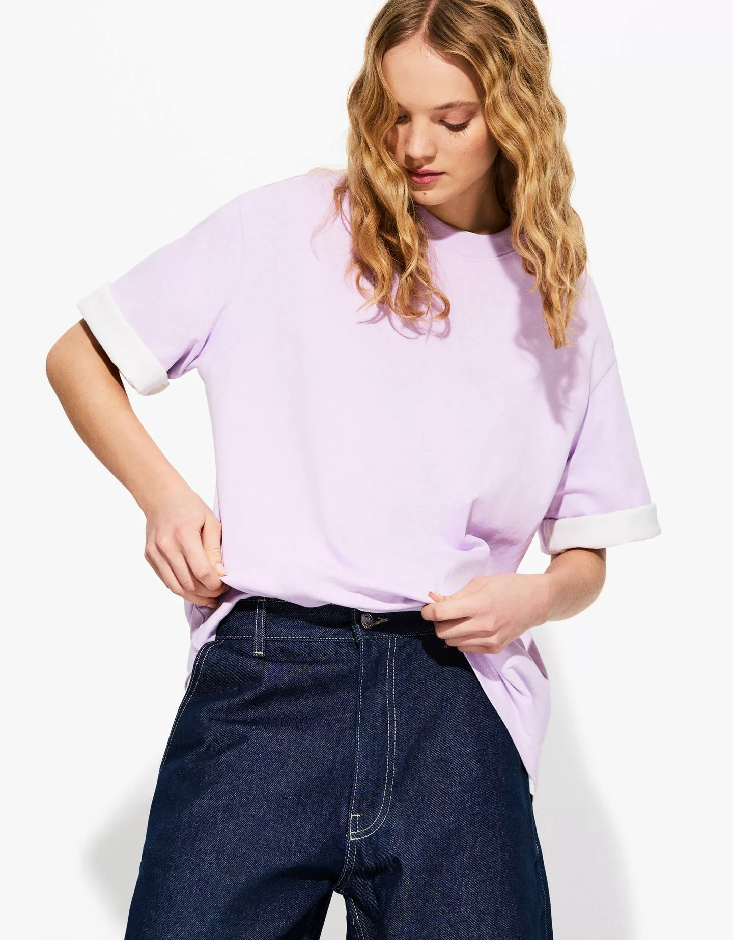 Bershka Oversize-T-Shirt Aus Schwerem Baumwollcotton Mit Kurzen Ärmeln Dame günstig online kaufen