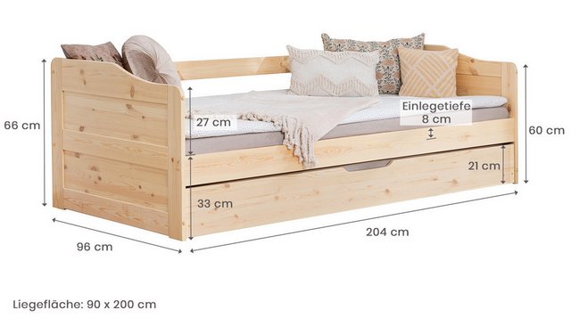 Ticaa Funktionsbett Sofabett Funktionsbett Gästebett mit Auszug günstig online kaufen