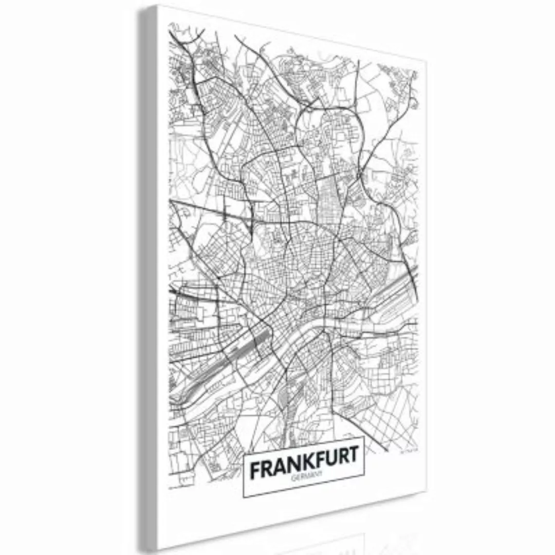 artgeist Wandbild Map of Frankfurt (1 Part) Vertical schwarz/weiß Gr. 40 x günstig online kaufen