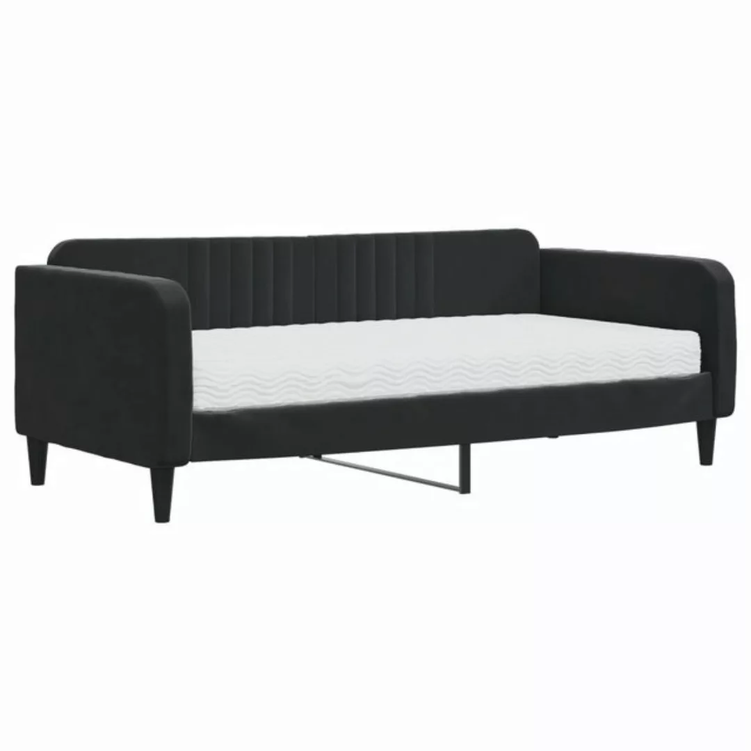 vidaXL Gästebett Gästebett Tagesbett mit Matratze Schwarz 90x190 cm Samt Be günstig online kaufen