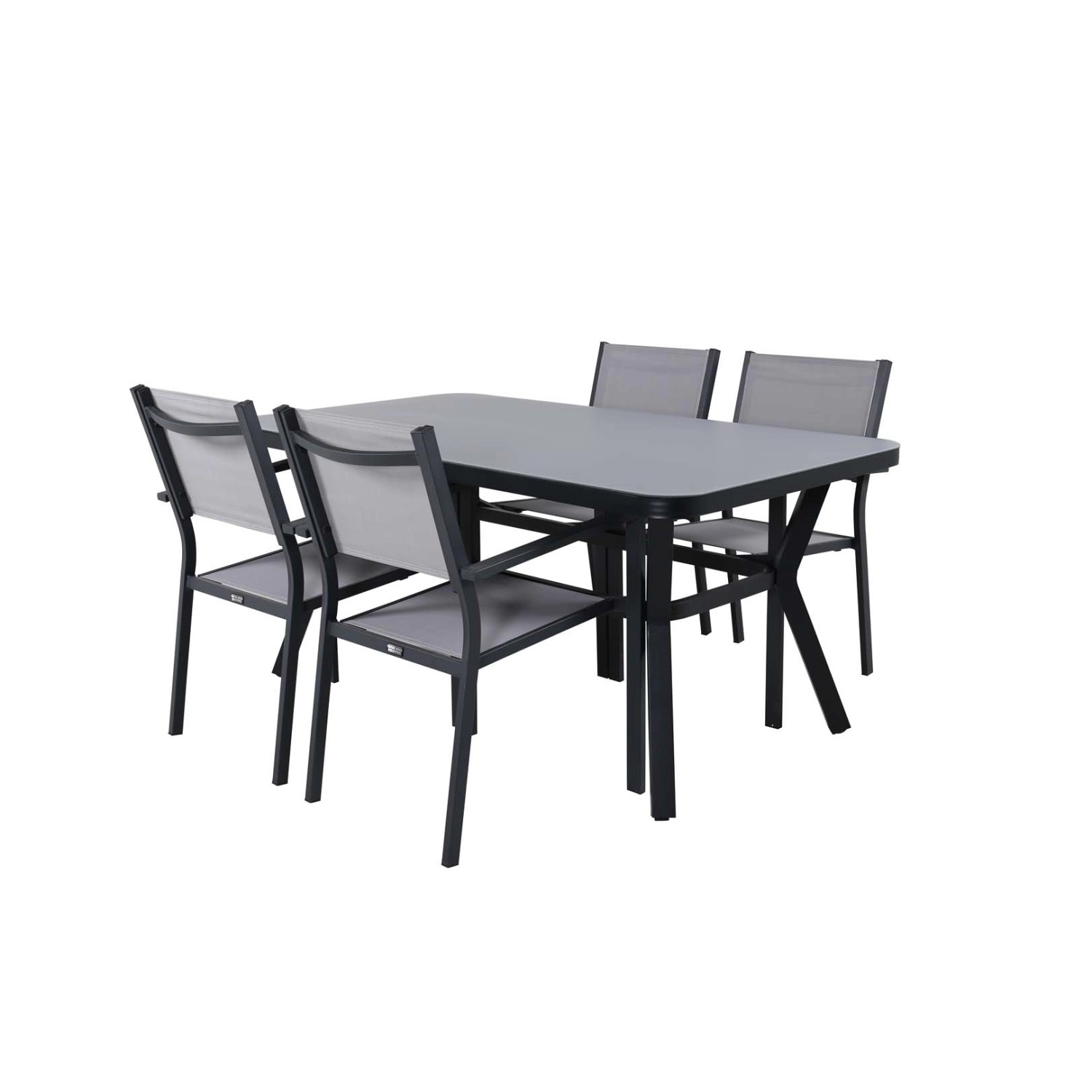 ebuy24 Virya Gartenset Tisch 90x160cm Schwarz 4 Stühle Copacabana Grau günstig online kaufen