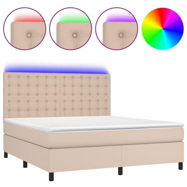 vidaXL Boxspringbett Boxspringbett mit Matratze & LED Kunstleder (160 x 200 günstig online kaufen