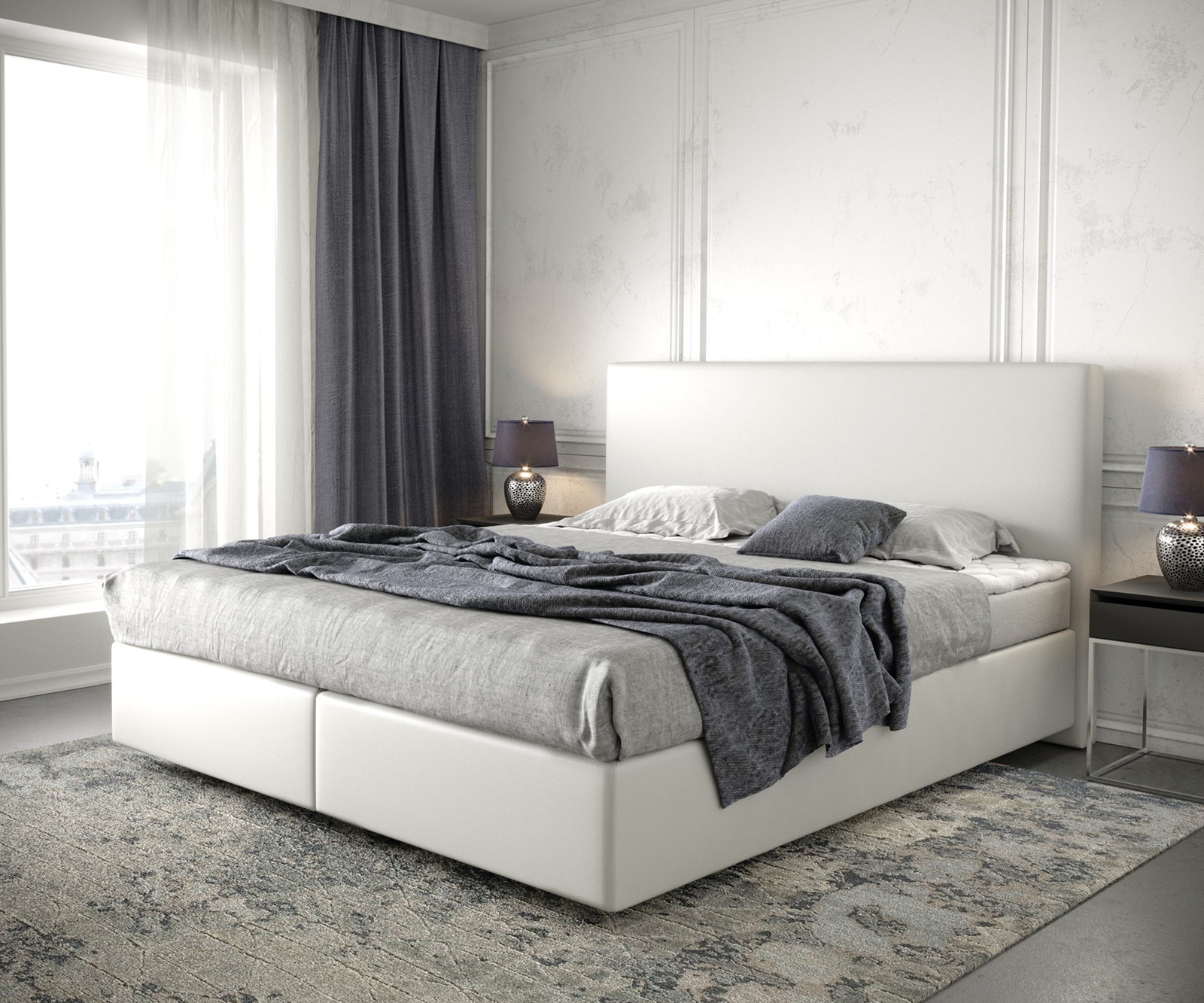 Boxspringbett Dream-Well 180x200 cm Kunstleder Weiß mit Matratze und Topper günstig online kaufen