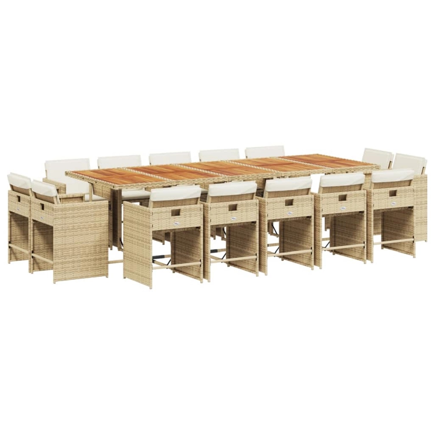 vidaXL 15-tlg Garten-Essgruppe mit Kissen Beige Poly Rattan Modell 2 günstig online kaufen