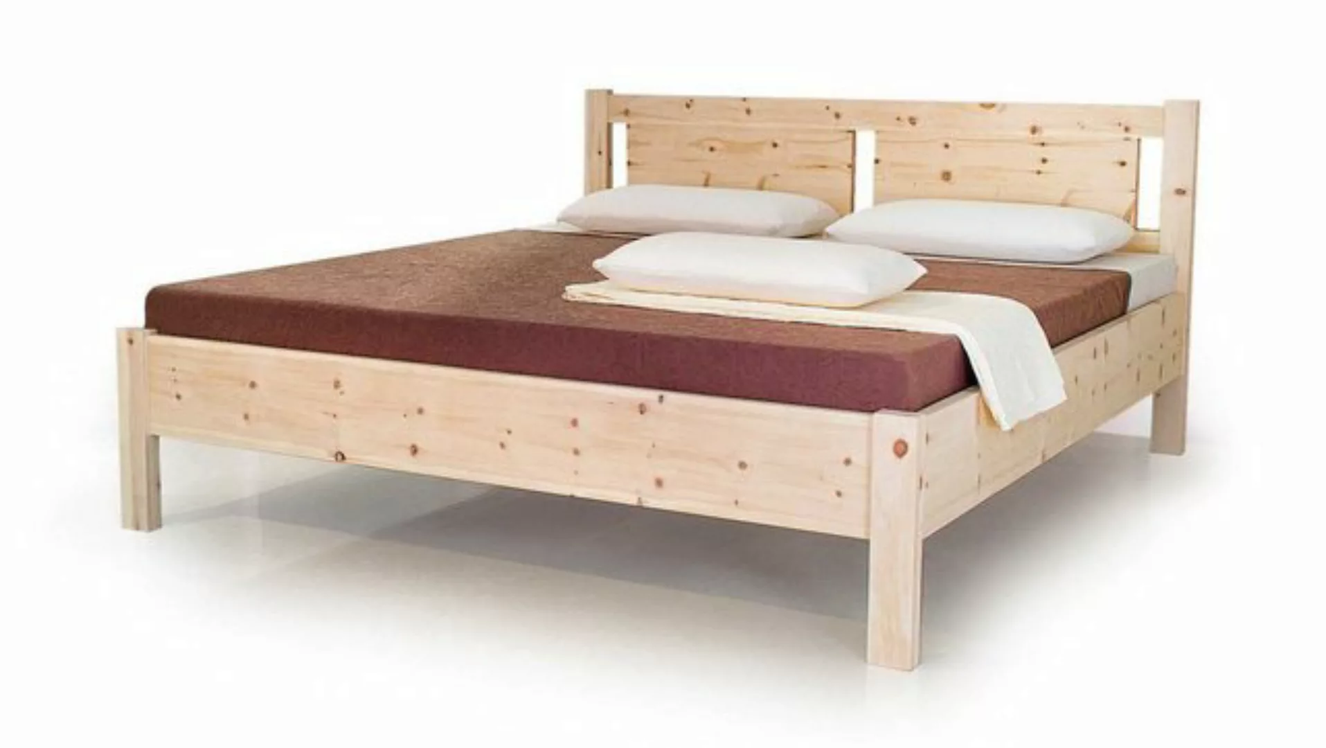 Natur24 Einzelbett Doppelbett Liva 160x200 Metallfrei Zirbe mit Kopfteil günstig online kaufen