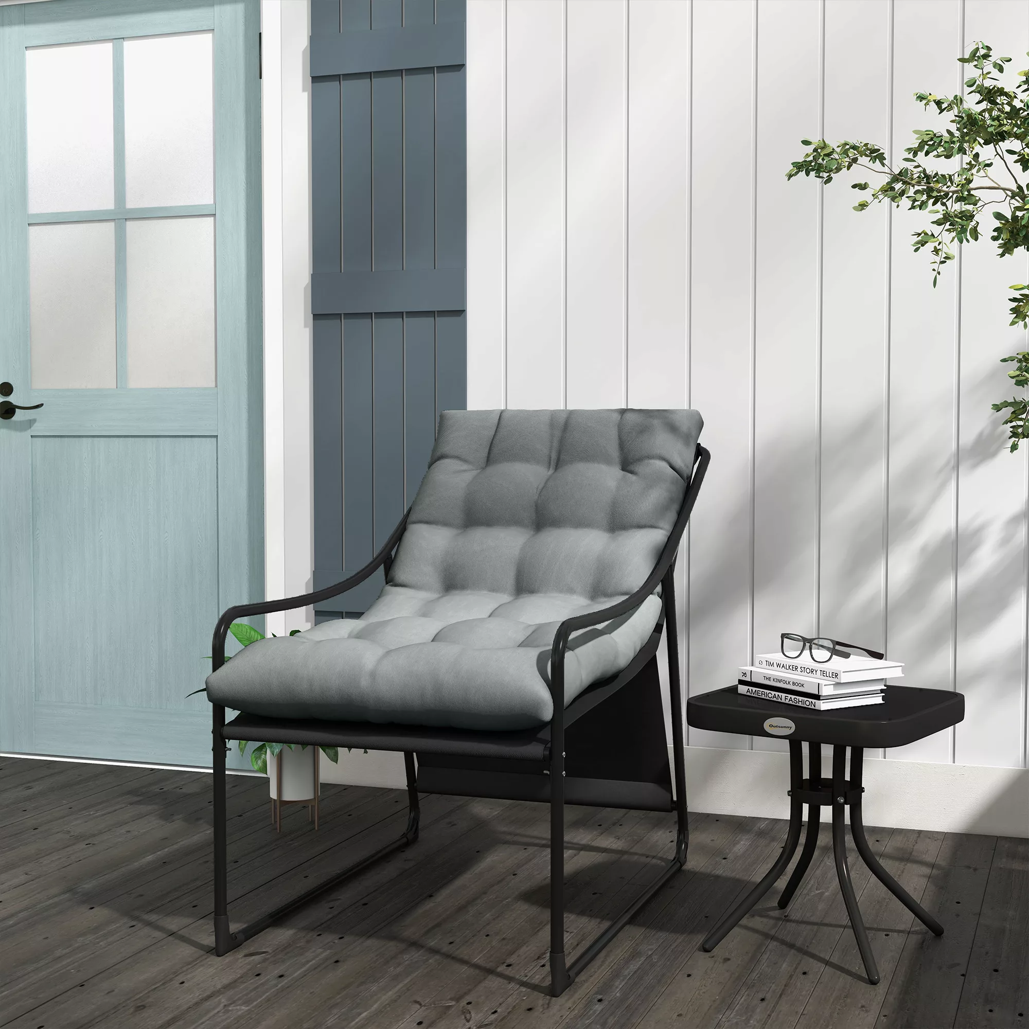 Outsunny Gartensessel Gartenstuhl mit dickem Sitzkissen, Loungesessel mit A günstig online kaufen