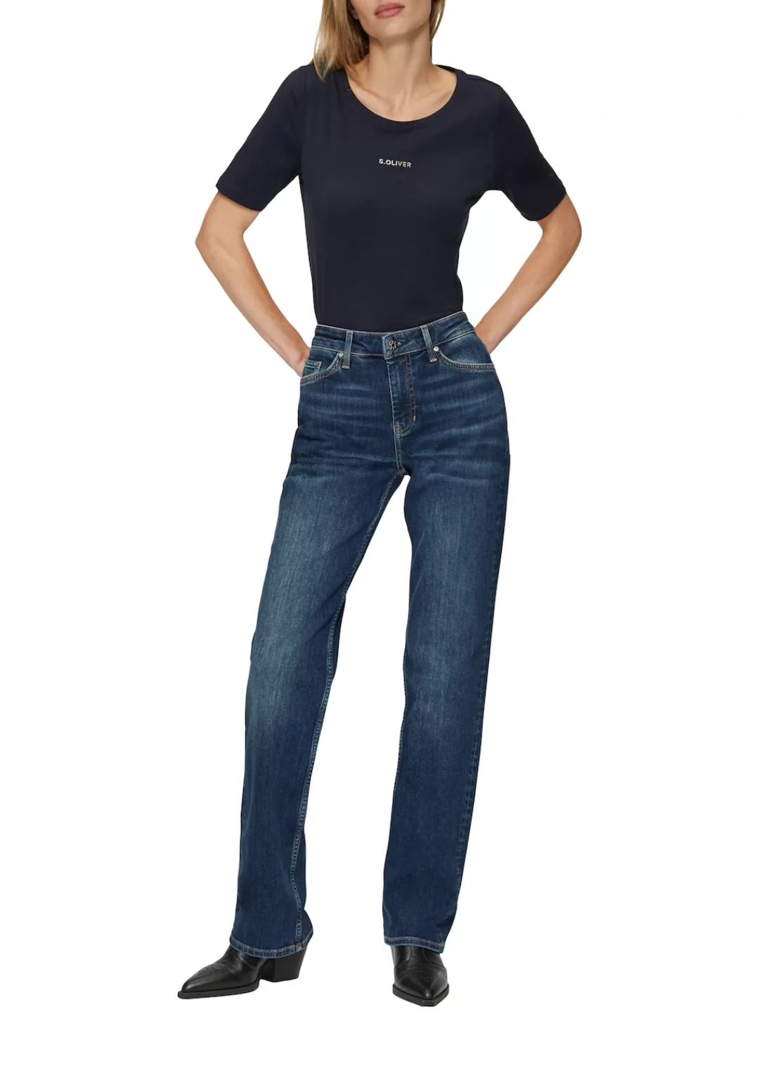 s.Oliver Gerade Jeans s.Oliver - Jeans Karolin - Regular Fit, Mid Rise, Str günstig online kaufen