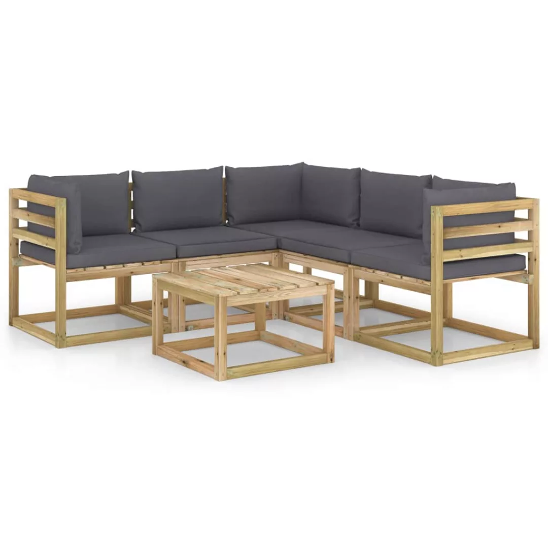 6-tlg. Garten-lounge-set Mit Anthrazit Kissen günstig online kaufen