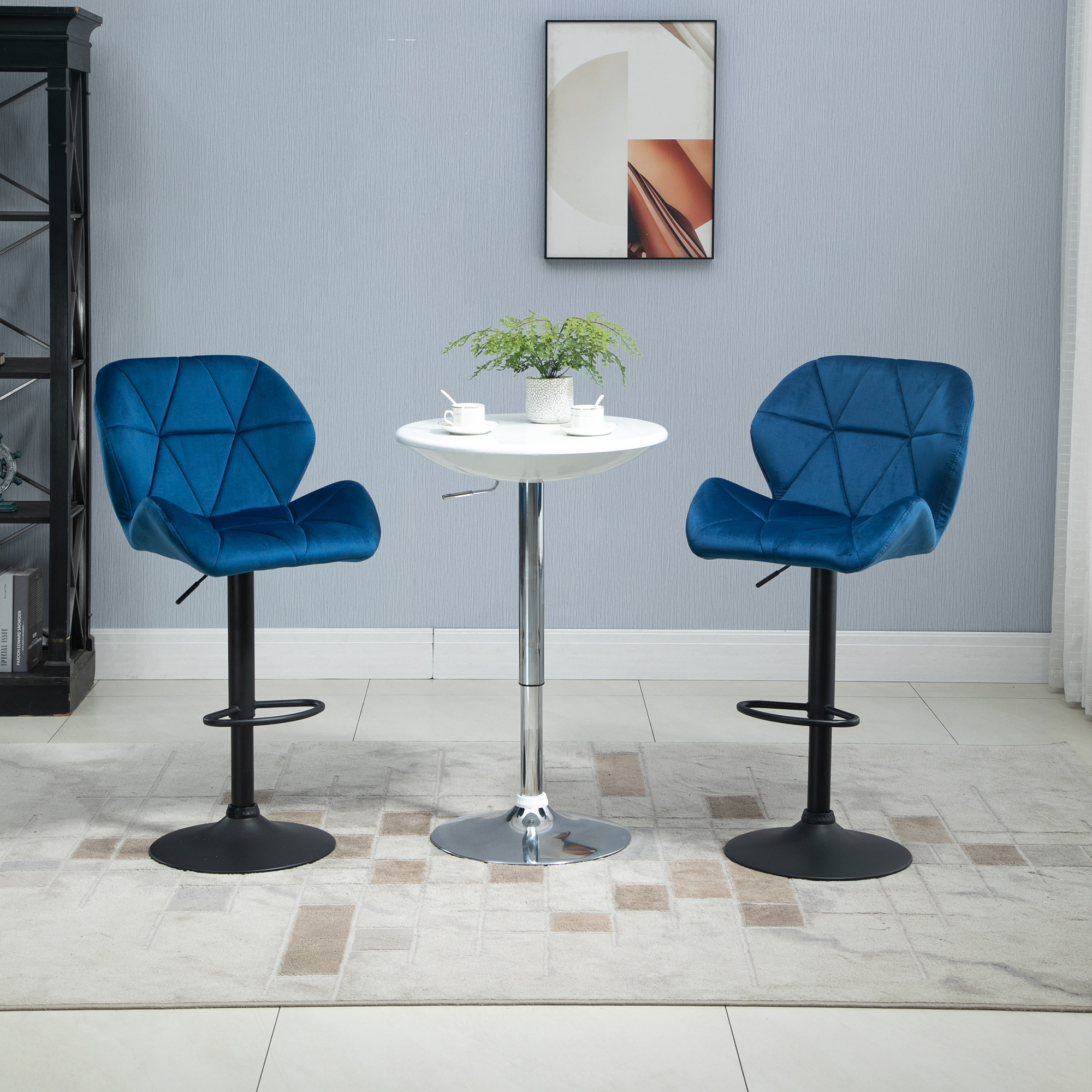 HOMCOM Set 2 Barhocker mit Höhenverstellbarer Drehfunktion, Samtbezug und R günstig online kaufen