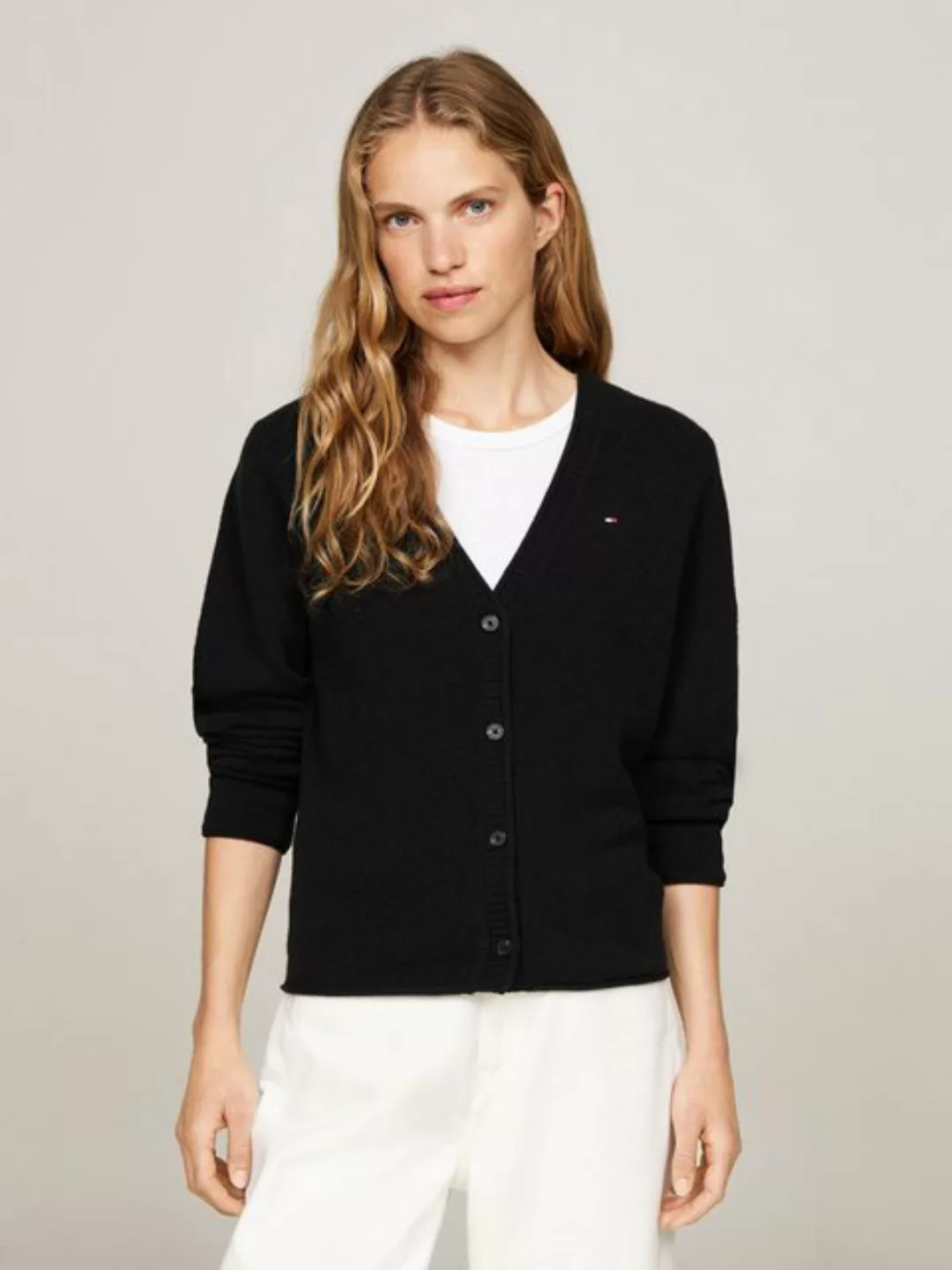 Tommy Hilfiger Strickjacke SOFT WOOL V-NK CARDIGAN mit V-Ausschnitt, 100% W günstig online kaufen