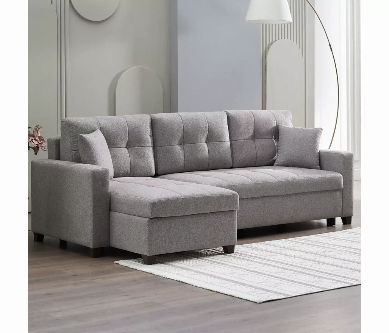 ARGAHOME Ecksofa Mocca Ecksofa mit Schlaffunktion & Stauraum, 5 Kissen inc, günstig online kaufen