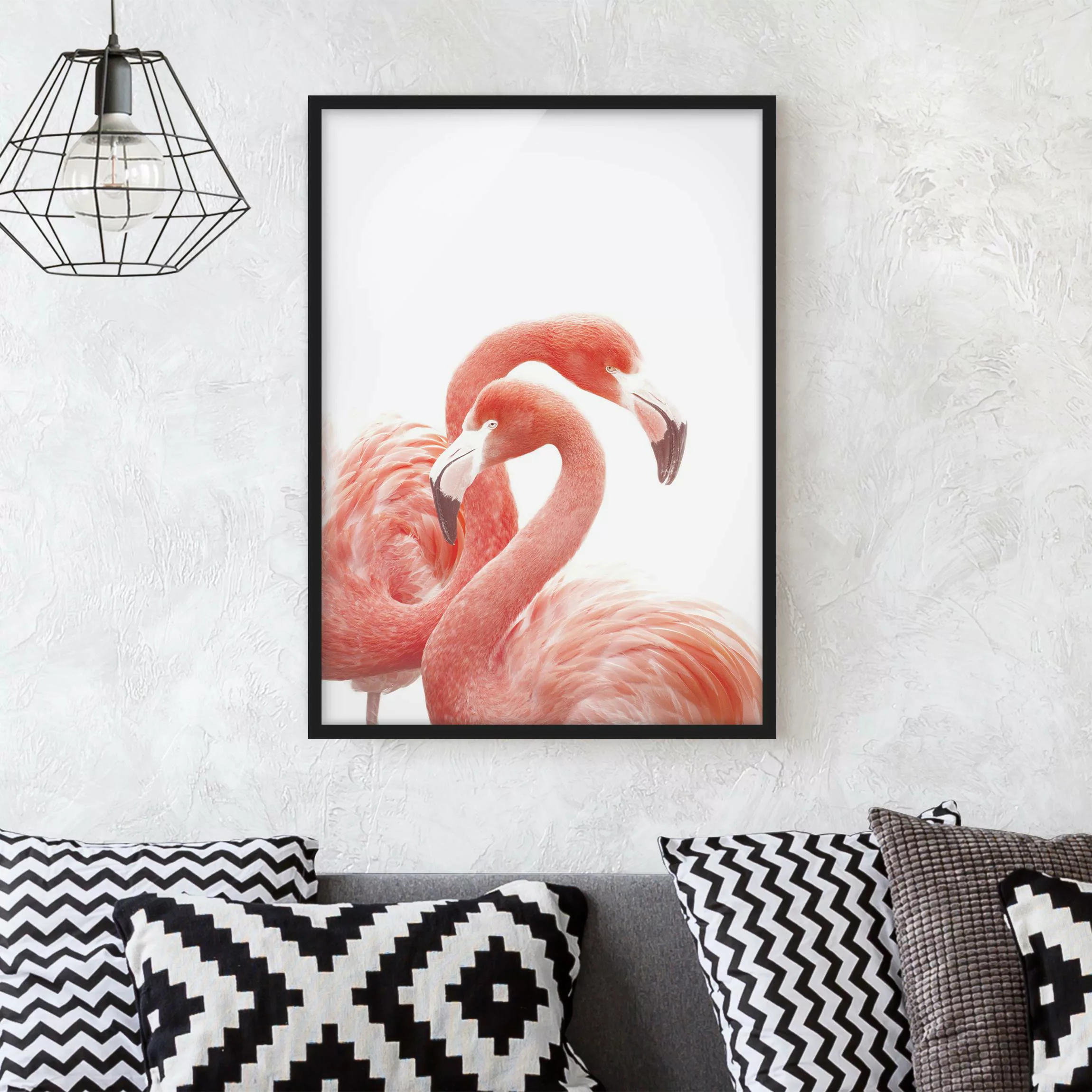 Bild mit Rahmen Zwei Flamingos günstig online kaufen