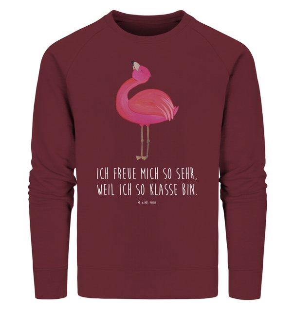 Mr. & Mrs. Panda Longpullover Größe L Flamingo Stolz - Burgundy - Geschenk, günstig online kaufen