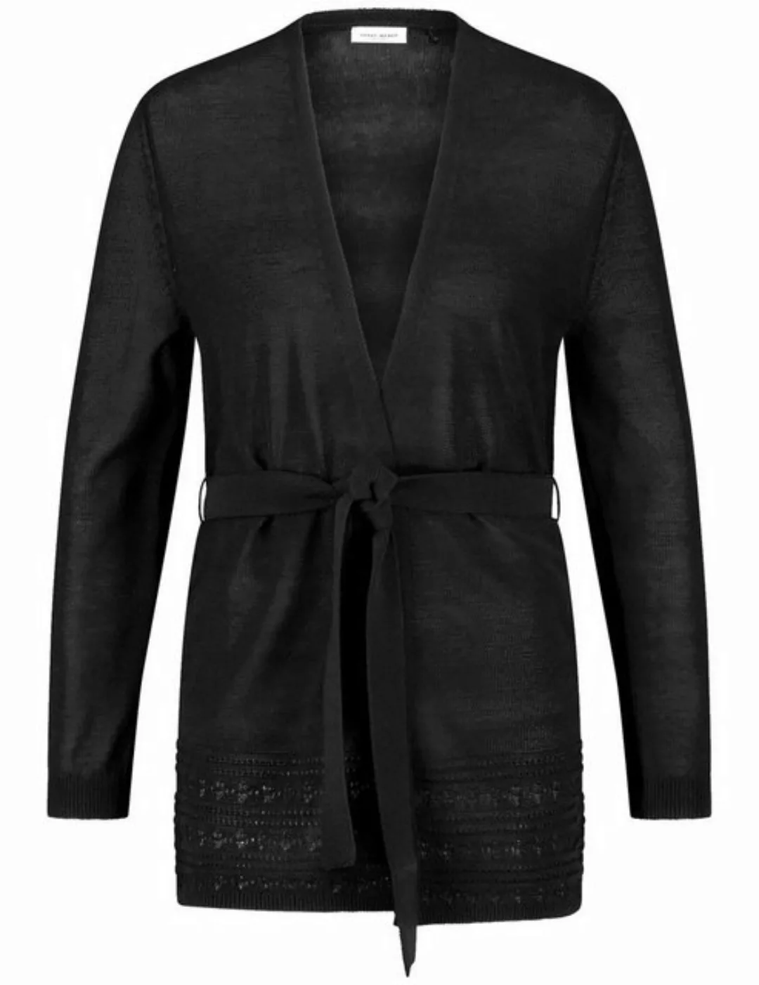 GERRY WEBER Cardigan Offener Cardigan mit Häkel-Details und Bindegürtel günstig online kaufen