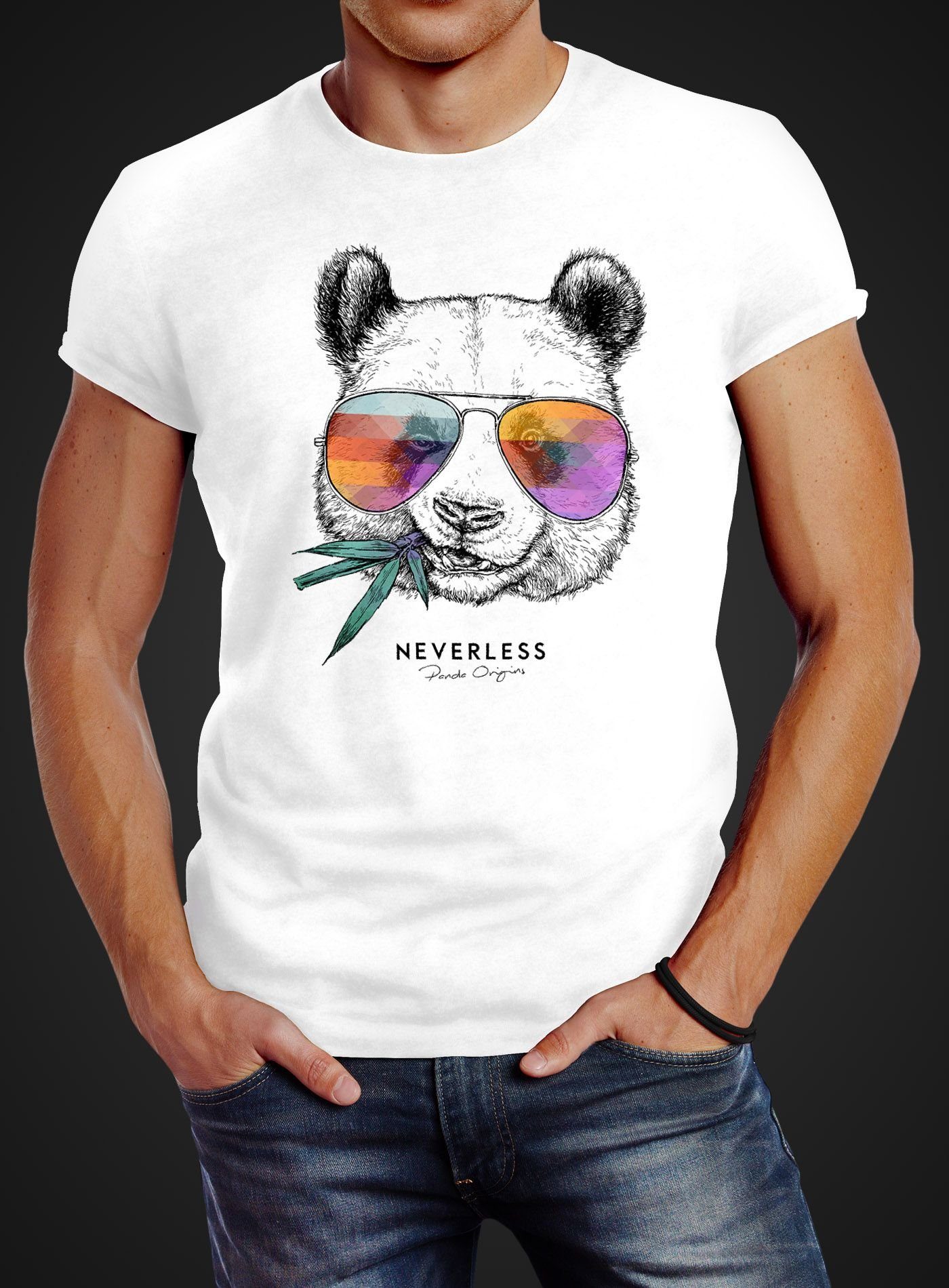 Neverless Print-Shirt Neverless® Herren T-Shirt Panda günstig online kaufen