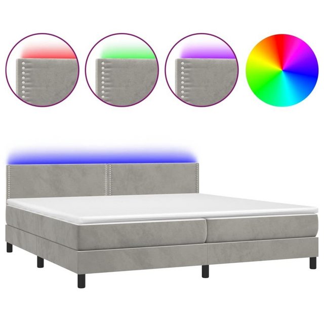 vidaXL Boxspringbett Boxspringbett mit Matratze LED Hellgrau 200x200 cm Sam günstig online kaufen