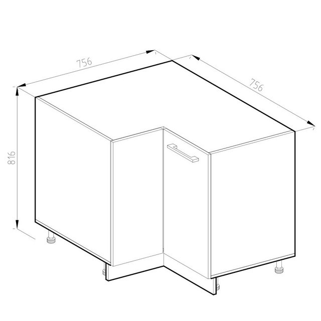 Vicco Eckunterschrank R-Line, Goldkraft Eiche/Anthrazit, AP Marmor günstig online kaufen