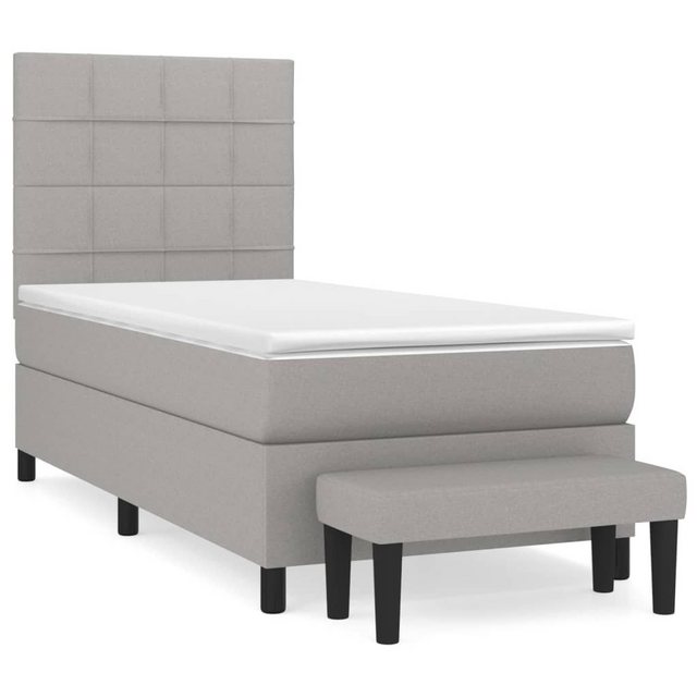 vidaXL Bettgestell Boxspringbett mit Matratze Hellgrau 90x190 cm Stoff Bett günstig online kaufen