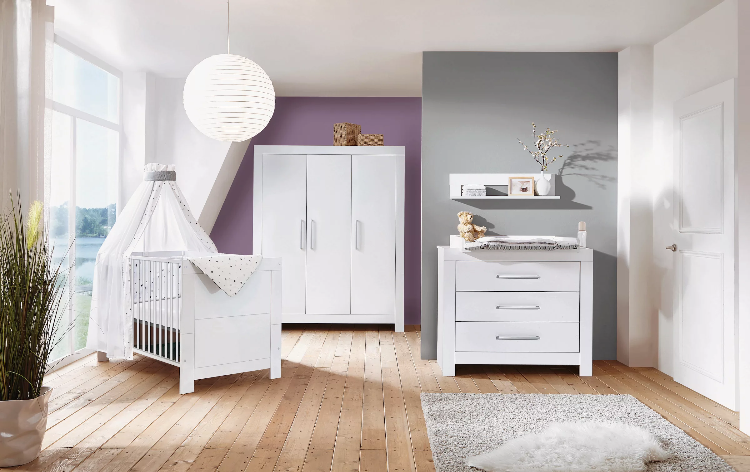 home24 Schardt Kinderzimmer-Set Nordic White II 3-tlg Weiß Melamin Dekor günstig online kaufen
