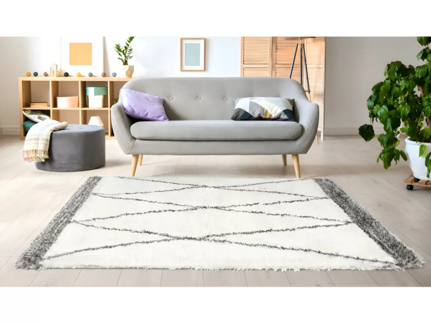 Hochflorteppich Berber-Stil - 160 x 230 cm - Beige & Grau - HANIA günstig online kaufen