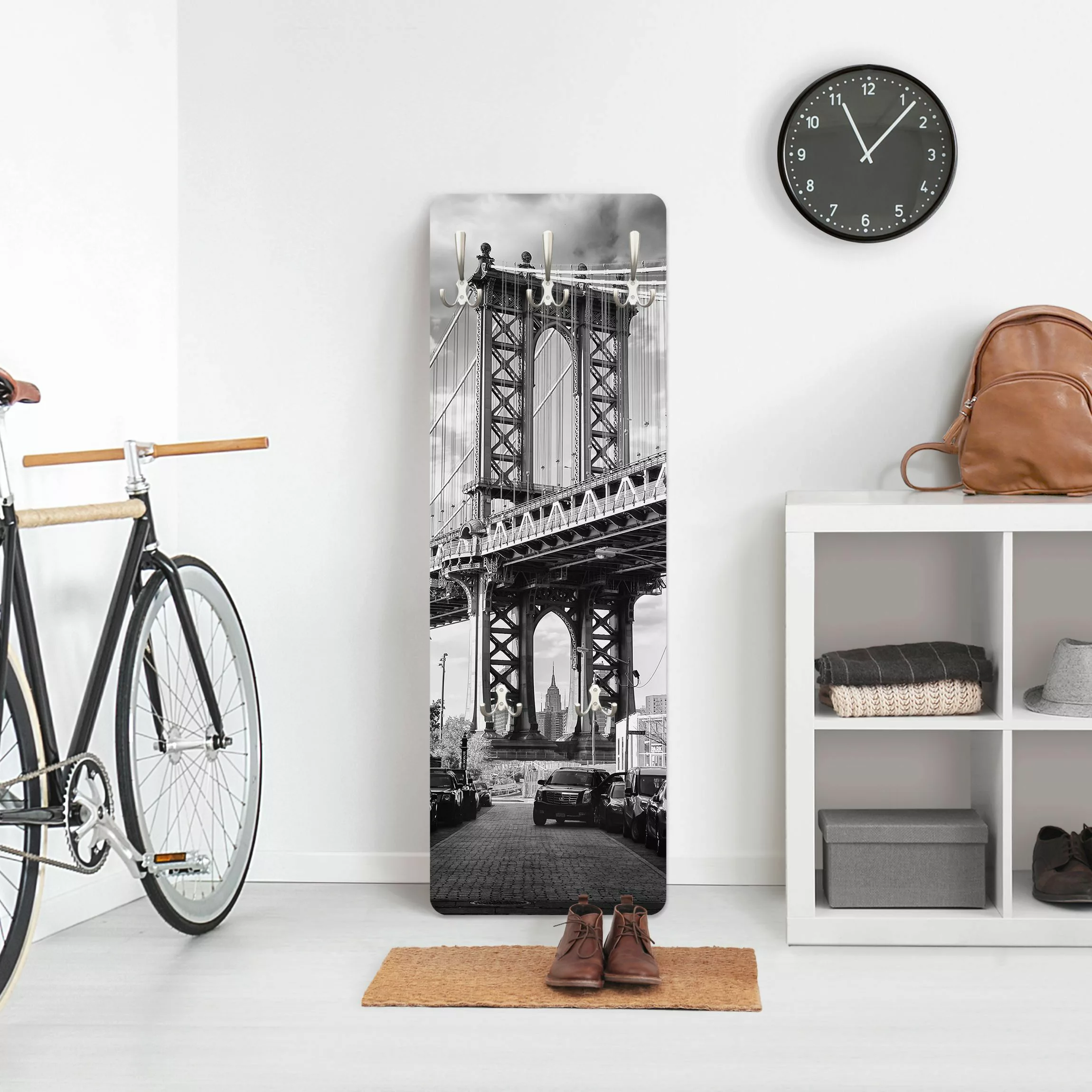 Wandgarderobe Holzpaneel Architektur & Skyline Manhattan Bridge in America günstig online kaufen