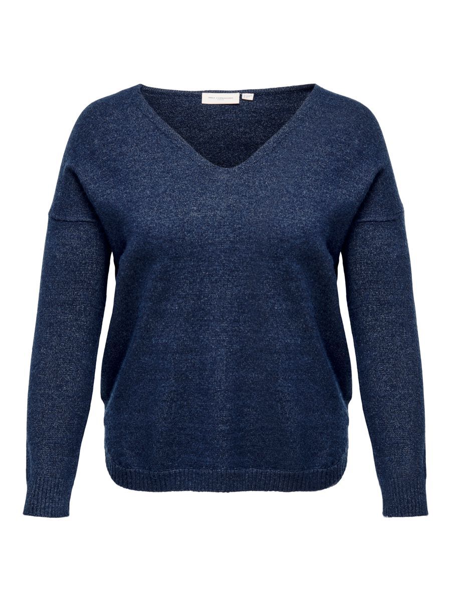 ONLY Curvy V-ausschnitt Strickpullover Damen Blau günstig online kaufen