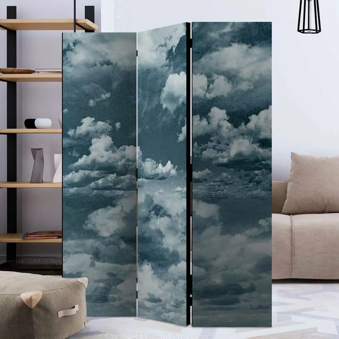 Raumtrenner mit Wolken Motiv Grau und Blau günstig online kaufen