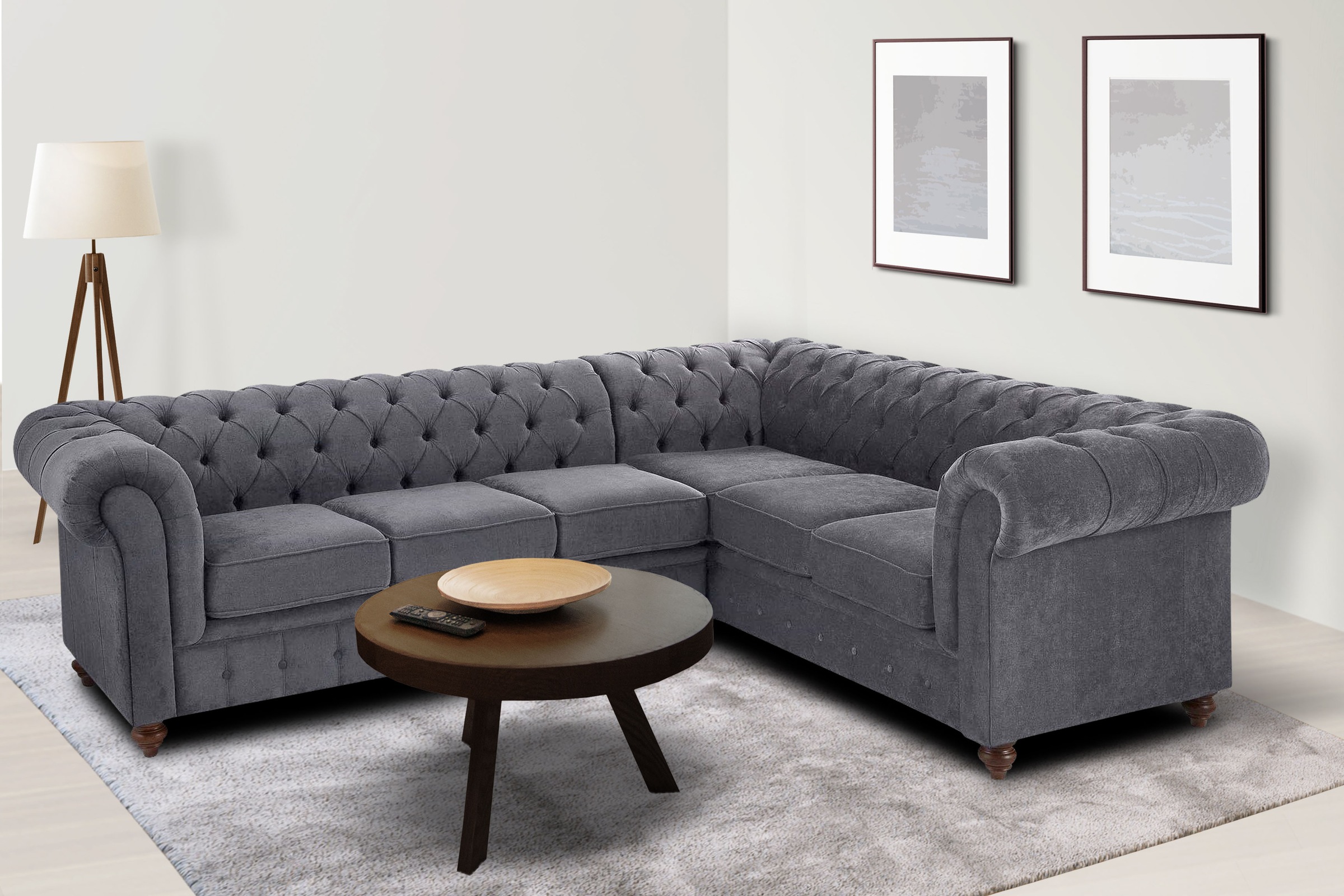 Home affaire Chesterfield-Sofa "Chesterfield Ecksofa, auch in Leder L-Form" günstig online kaufen