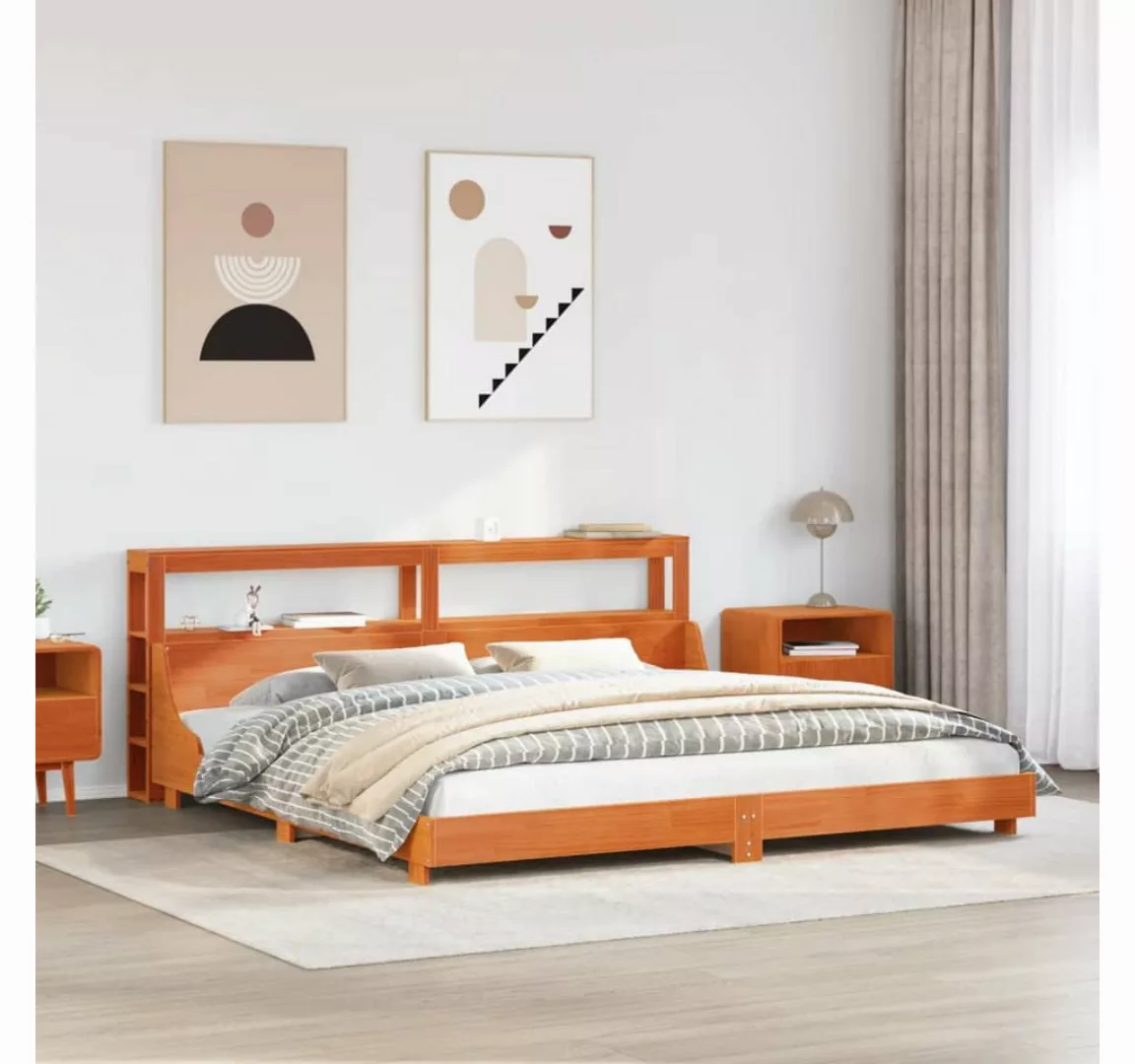 vidaXL Bett, Massivholzbett ohne Matratze Wachsbraun 200x200 Kiefernholz günstig online kaufen