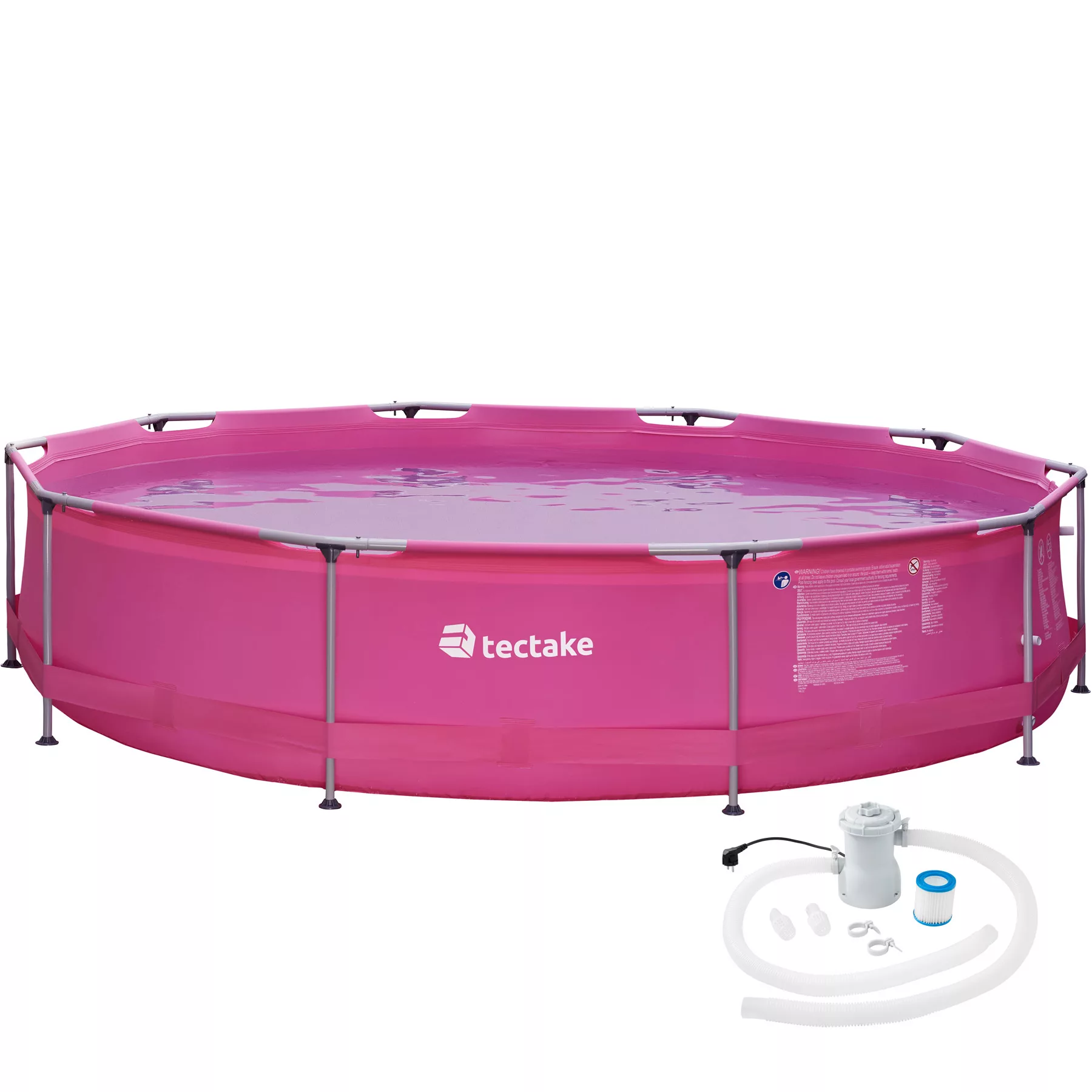 Swimming Pool rund mit Stahlrahmen und Filterpumpe Ø 360 x 76 cm - pink günstig online kaufen