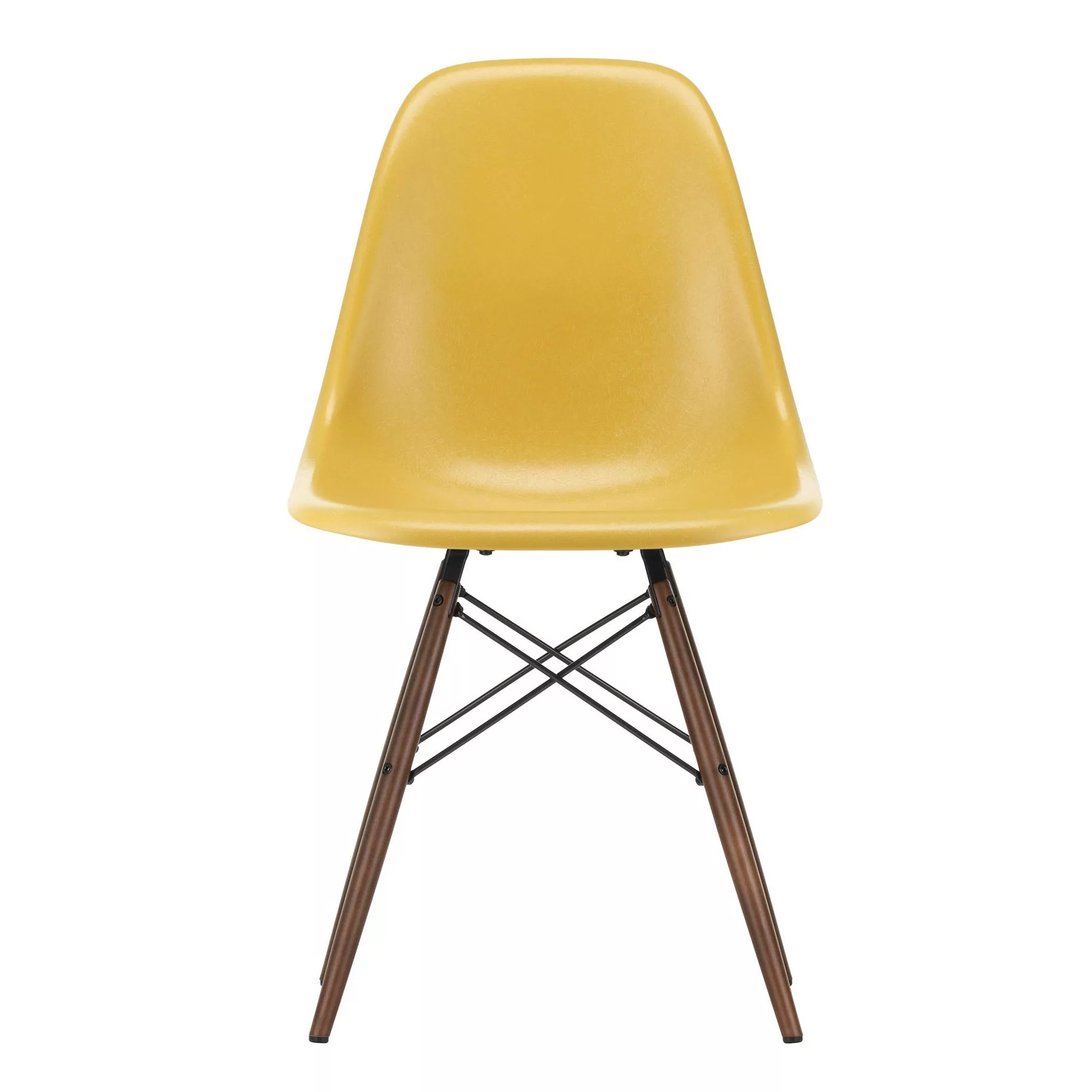 Vitra - Eames Fiberglass Side Chair DSW Ahorn dunkel - ocker hell/Sitzschal günstig online kaufen