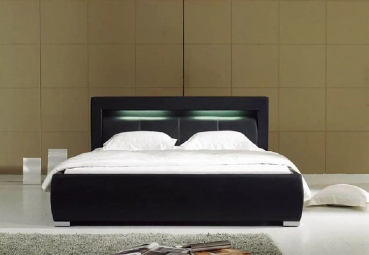 JVmoebel Bett Leder Bett Polster Design Luxus Doppel Hotel Schlaf Zimmer Eh günstig online kaufen